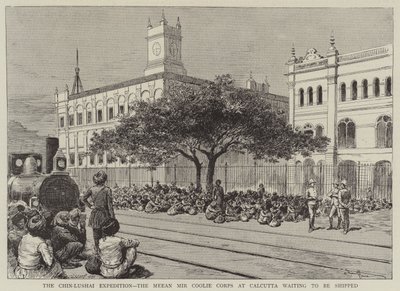 The Chin-Lushai Expedition, the Meean Mir Coolie Corps at Calcutta waiting to be shipped by Adrien Emmanuel Marie